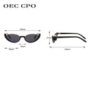 OEC CPO Small Frames Cat Eye Sunglasses Women Rivet Vintage Shades Sun Glasses Female Fashion Eyeglasses Retro Eyewear UV400