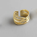 XIYANIKE Silver Color  Rings Creative Multilayer Winding Line Geometric Handmade for Women Couple Size 17.2mm Adjustable