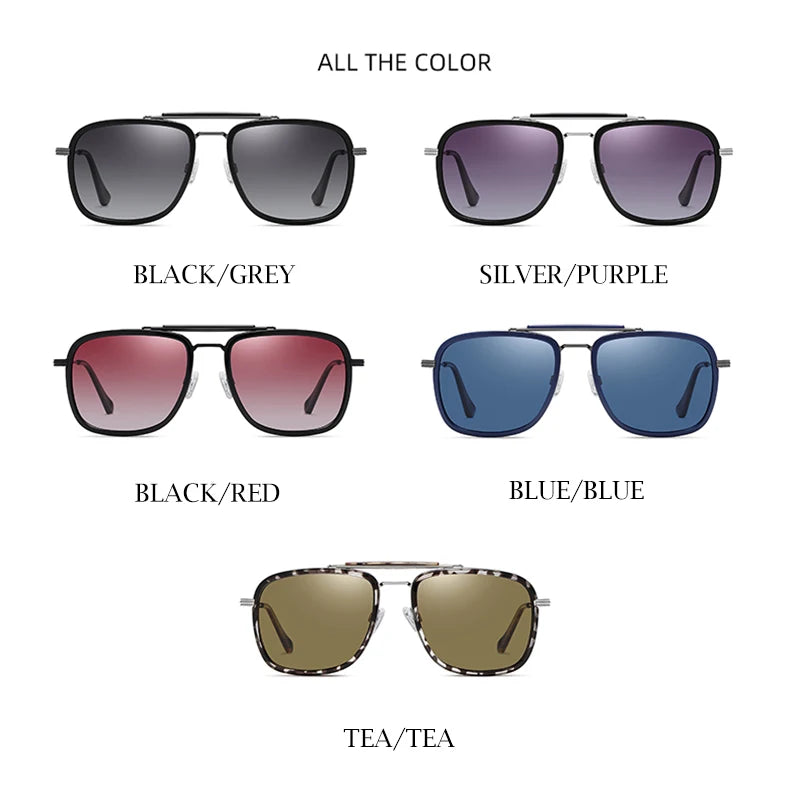 YUNSIYIXING Polarized Men's Sunglasses Square Fashion Brand Sun Glasses Men Women Vintage Driving Rectangle Anti-Glare Eyewear