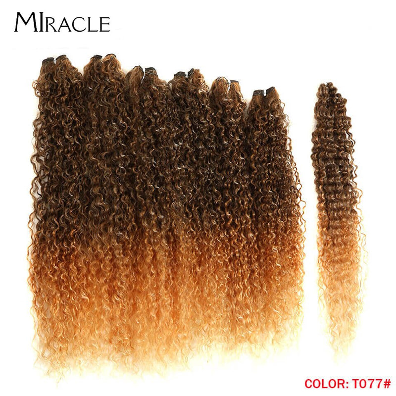 Afro Kinky Curly Hair Bundles 6pcs/Pack 22 24 26inch 1pcs Crochet Hair Ombre Blonde Synthetic Hair Curly Weave Bundles Miracle