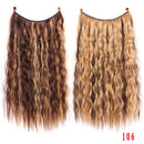 Allaosify 22 inches Clip on Wire Fish Line Hair Extensions Secret Invisible Wire One Piece for Ombre Hair Synthetic Hairpiece