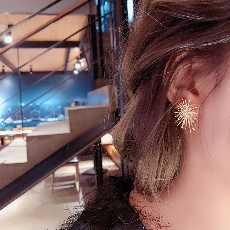 Luxury Brand Gold Color Star Earrings for Women 2021 New Fashion Crystal Pearl Geometric Dangle Earrings Female Wedding Jewelry