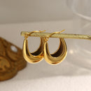 2022 Neue tägliche Basic Hohl U-Form Creolen für Frauen Kleine vergoldete Edelstahl-Ohrringe Anlaufgeschützter Schmuck