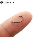OUTKIT 10pcs Size 6#-12# for Fishing Lure Jig Spoon Hook Single Fish Bait Hook Inline Hook Big Eye Sharp High Carbon Steel