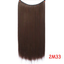 Allaosify 22 inches Clip on Wire Fish Line Hair Extensions Secret Invisible Wire One Piece for Ombre Hair Synthetic Hairpiece