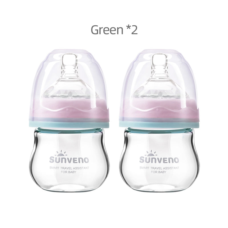 Sunveno Baby Bottle Newborn Baby Milk Bottle Nursing Bottle Anti-Choke Design - Glass ,BPA Free, 80ml, 2.5 oz,0-3 Months