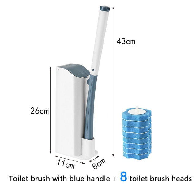 Disposable Bathroom Toilet Brush Cleaner With Long Handle No Dead Corner Cleaning Brush Replacement Brush Head And Plunger Set