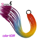 Synthetic 24 inch Ponytail Hairpiece With Rubber Band Hair Ring Chignon Crochet Braid Hair Ponytail Hair Extension Pink,Rainbow