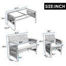 4Pcs Outdoor Patio Furniture Set 3 Rattan Chair Sofa &amp;1 Coffee Table for Garden Backyard Porch&amp;Poolside Gray[US-Stock]