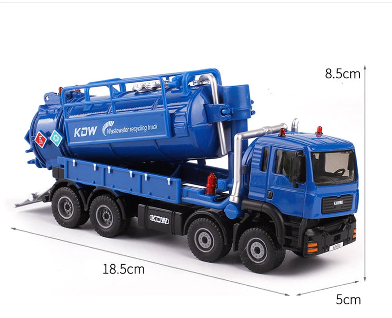 High simulation alloy suction sewage truck model,1:50 waste water recycling transportation engineering vehicle,hot selling