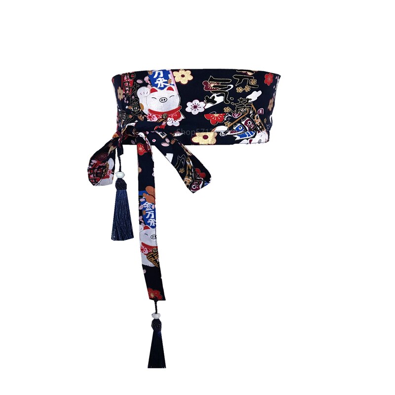 Japanese Traditional Clothing Kimono Cardigan Obi Woman Vintage Tassel Bandage Belt Dress Yukata Cummerbunds Haori Asian Clothes