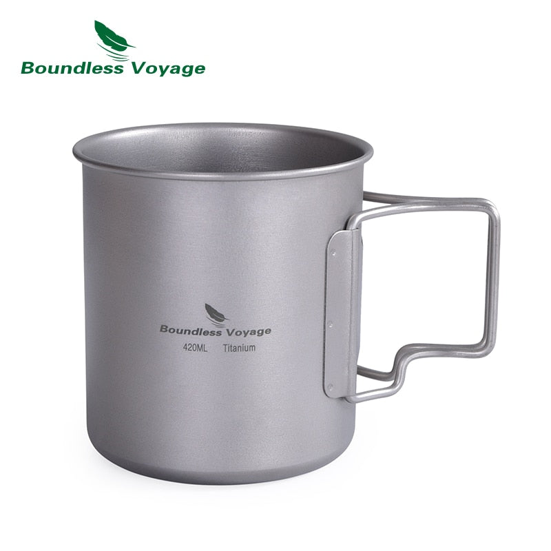 Boundless Voyage Titanium Mug Camping Cup Supplies Outdoor Pot with Lid Lightweight Cookware Travel Tea Coffee Tableware