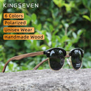 KINGSEVEN Handgefertigt 2022 Schwarznuss Holz Sonnenbrille Herren Polarisiert UV400 Schutz Halbrand Retro Brille Damen Oculos