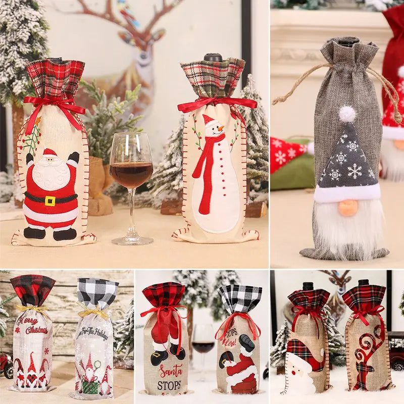 Christmas Wine Bottle Cover Merry Christmas Decorations For Home Christmas Ornament Xmas Table Decor New Year 2025 Navidad Gift