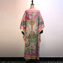 Africa Fashion Blogger Recommend Popular printed Silk Kaftan Maxi dresses Loose Summer Beach Bohemian kaftan long dress for lady