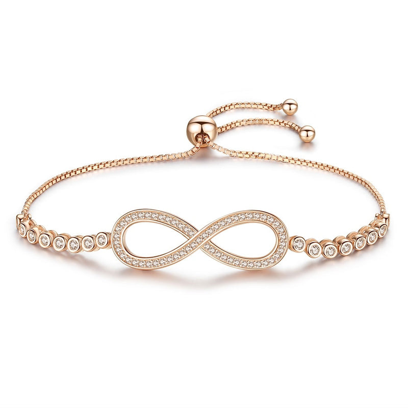 KALETINE Endless Mens Bracelets 925 Sterling Silver CZ Rose Gold Charm Bracelet Infinity Tennis Bracelets for Women Jewelry 2019