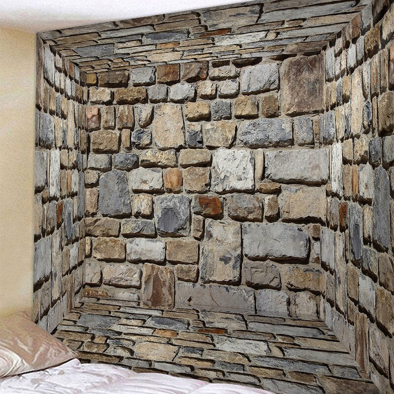 3D Stone Wall Hanging Decorative Tapestry 3D Painting Clothe Craft Background Decor Rectangular Tapestry Mat