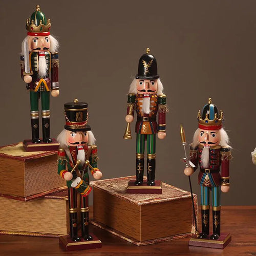 Hölzerne Nussknacker Soldat Figuren Ornamente 30CM Nussknacker Marionette Desktop Handwerk Kinder Geschenke Weihnachtsdekorationen