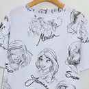 Disney Princess T-Shirt Snow White Cinderella Ariel Belle Cartoon Print Women T-Shirt O-Neck Short Sleeve Cotton Tee Tops Female