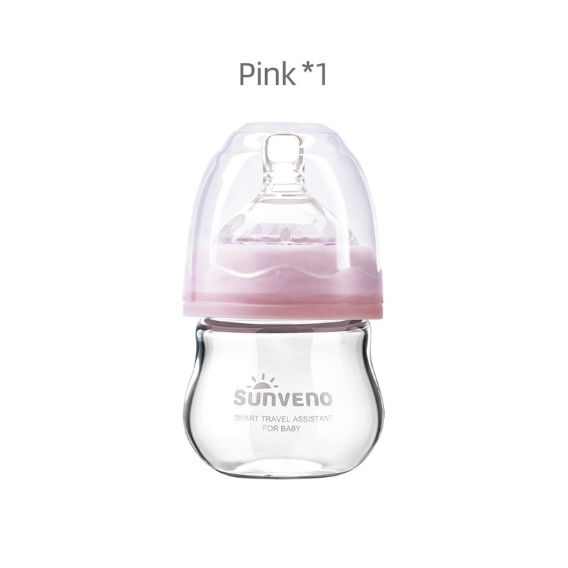 Sunveno Baby Bottle Newborn Baby Milk Bottle Nursing Bottle Anti-Choke Design - Glass ,BPA Free, 80ml, 2.5 oz,0-3 Months