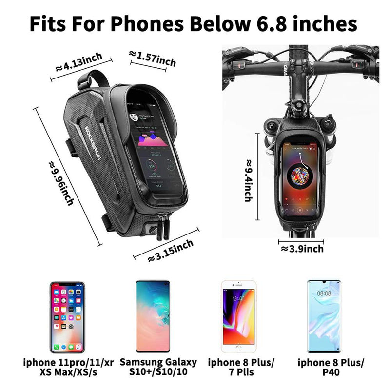 ROCKBROS 6.8 Inch Phone Bag Rainproof 1.7L Bicycle Bag Touch Screen Cycling Hard Shell Bag MTB Road Bike Phone Bag Accessories