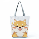 New Lady Tote Bags Black White Cute Cat Printed Fabric Eco Handbag High Capacity Shopping Office Reusable Casual Shoulder Bag