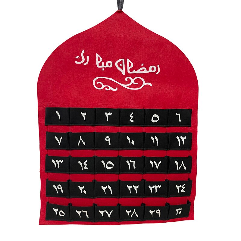 2023 Newest Ramadan Mubarak 30days Advent Calendar Hanging Felt Countdown Calendar for Kids Gifts Ramadan Decorations Supplies