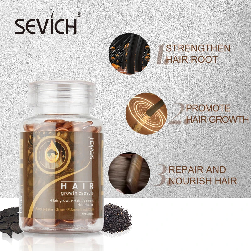 Sevich 2PCS/Set Ginger Hair Growth Capsules Set Hair Vitamin Oil For Hair Loss Repair Treatment Damaged Hair Black Hair Serum