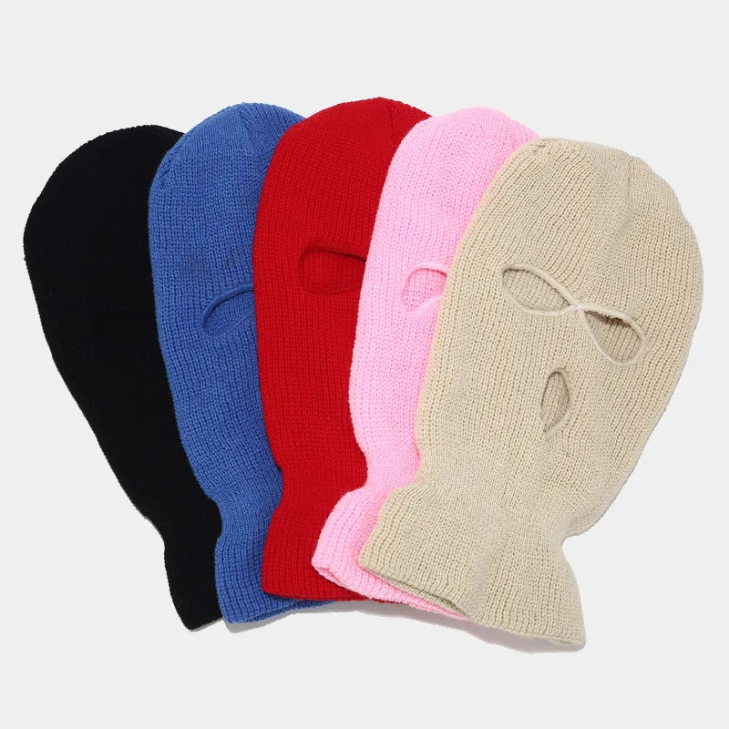 3 Hole Full Face Mask Autumn Winter Knit Cap for Ski Cycling Army Tactical Mask Balaclava Hood Motorcycle Helmet Unisex Hats