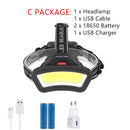 cob led headlamp USB Rechargeable red white light Fishing headlight Hunting 18650 head lamp Camping head light Flashlight Torch
