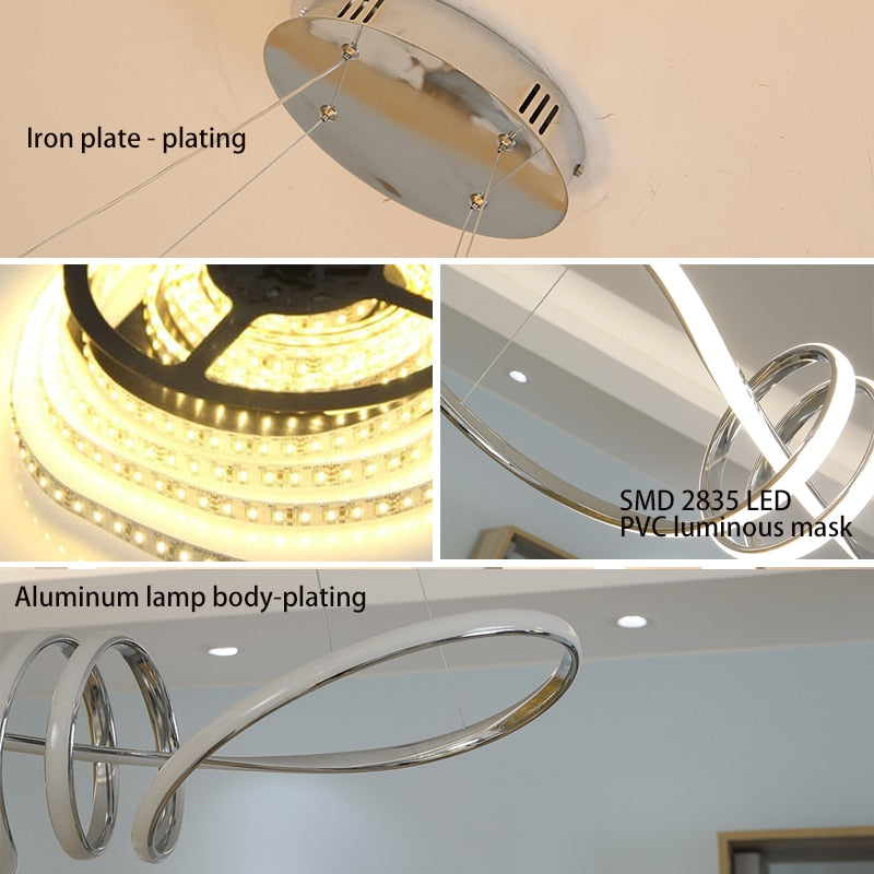 Chrome Finished Minimalism DIY Hanging Modern Led Pendant Lights For Dining Room Bar suspension luminaire suspendu Pendant Lamp