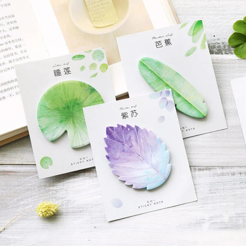 30 sheets Kawaii Memo Pad Bookmarks Creative leaves Sticky Notes  Posted It Planner Stationery School Supplies Paper Stickers