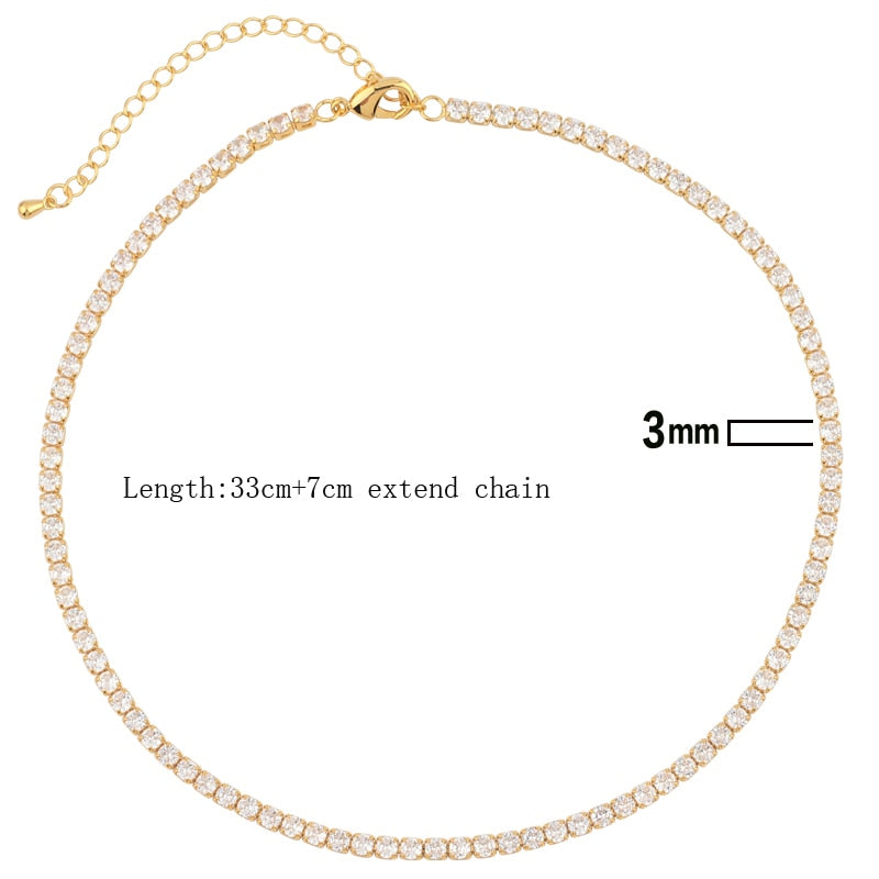 Sexy Short Sparking Rainbow Tennis Chain Chocker Necklace With AAA+ CZ Fashion Personality Women Collar Jewellery bijoux femme