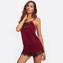 Sanderala Sexy Damen Nachtwäsche aus Spitze S - 2XL Große Größen Spitze Bequeme Dessous Nachthemd Ärmellose Nachtwäsche Sets Pyjamahose