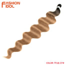 FASHION IDOL Body Wave Ponytail Hair Bundles 26 Inch Soft Long Synthetic Hair Weave Ombre Brown 613 Blonde 100g Hair Extensions