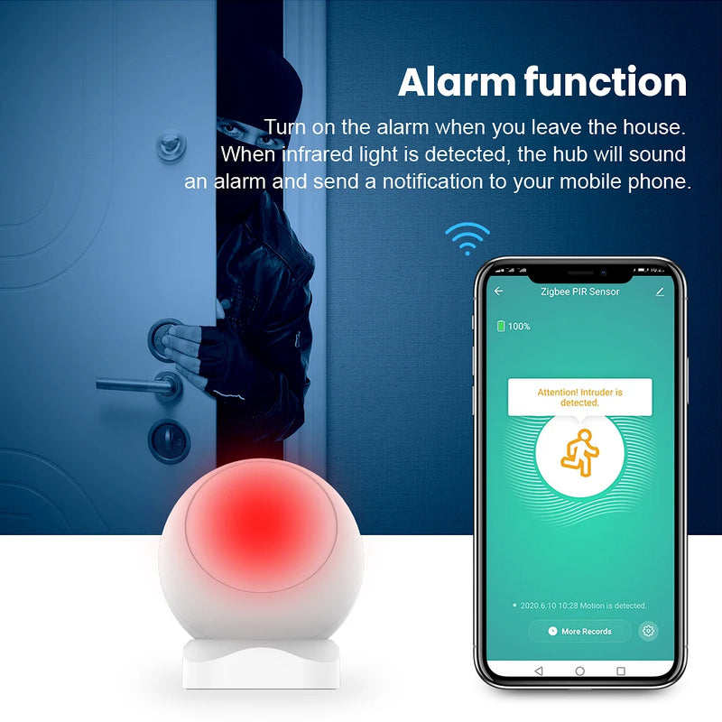 AVATTO Tuya Zigbee PIR Motion Sensor, Smart Home Infrared Passive Detector, Security Burglar Alarm Sensor with Tuya Gateway Hub