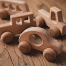 4Pcs Custom Wooden Toys Montessori Educational Beech Wood Car Children Cartoon Car Toy Baby Wood Gift For 2-6 Years Old Kids