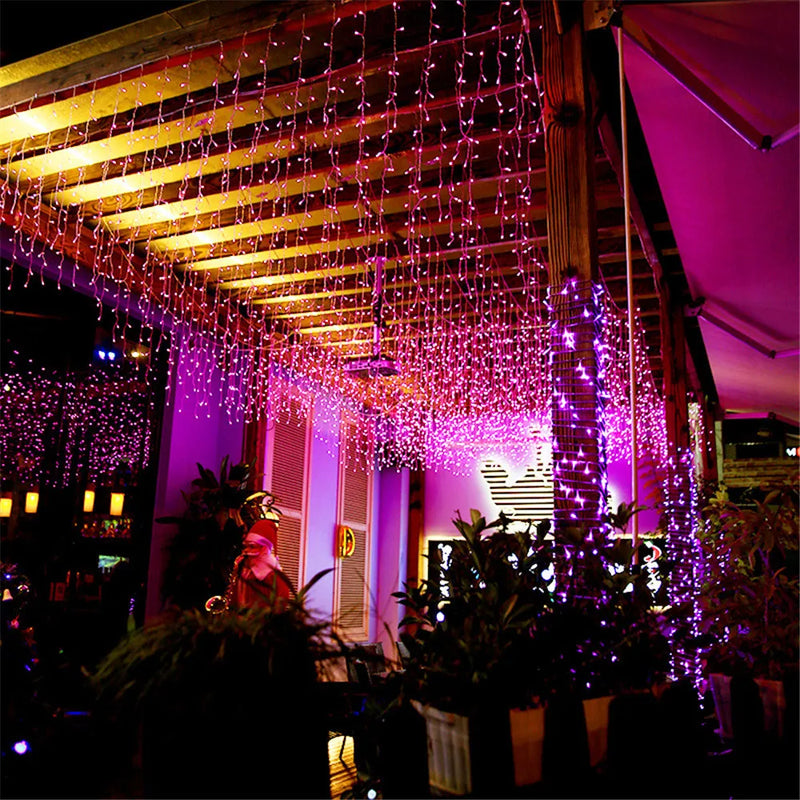 Christmas Lights Waterfall Outdoor Decoration 5M Droop 0.4-0.6m Led Lights Curtain String Lights Party Garden Eaves Decoration