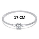 BISAER 100% 925 Sterling Silver Basic Snake Chain Zircon Bracelets Blue Demon Eye Bracelet & Bangles Charm Sizes 17–21 Jewelry