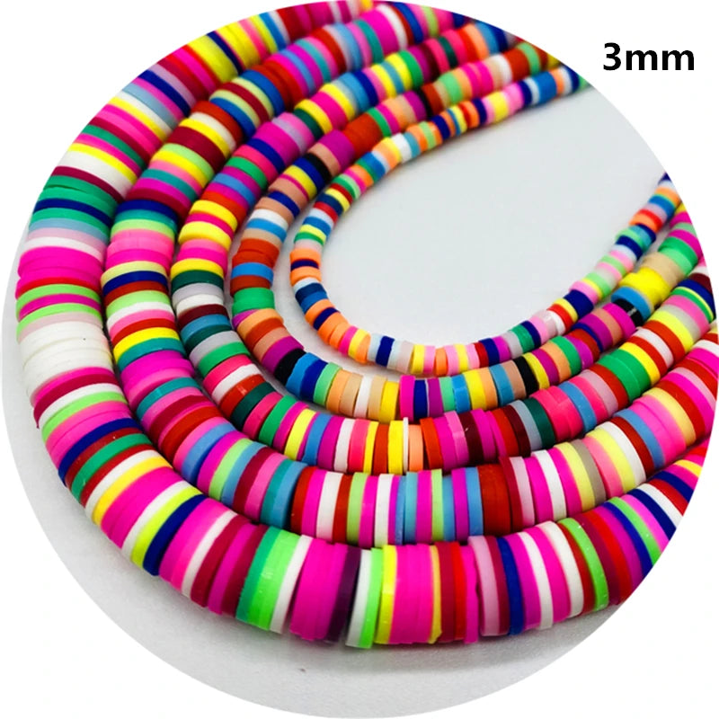 400pcs/Lot 3/4/5/6mm 16inch Round Slice Clay Beads Spacer Beads Polymer Clay Beads For Jewelry Making DIY Handmade Accessories