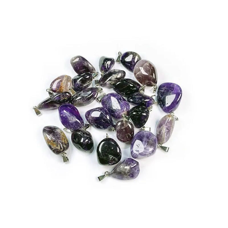5pcs/lot Natural Amethysts Pendant Irregural Shape Small Pendnat Charms for Making Women DIY Necklace Size 10x25-15x35mm