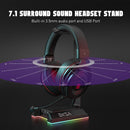 EKSA W1 Gaming Headset-Ständer mit 7.1 Surround/2 USB- und 3,5-mm-Anschlüssen RGB Kopfhörerhalter für Gamer Gaming PC Zubehör Schreibtisch