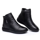 GKTINOO 2023 Winter Genuine Leather Ankle Boots Handmade Lady Soft Flat Shoes Comfortable Casual Moccasins Side Zip Ankle Boots