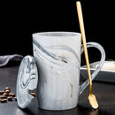 Naturmarmor 12 Sternzeichen Keramik-Becher mit Deckel Kaffeetassen Kreative Persönlichkeitstasse 400ml Bleifrei
