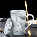 Naturmarmor 12 Sternzeichen Keramik-Becher mit Deckel Kaffeetassen Kreative Persönlichkeitstasse 400ml Bleifrei