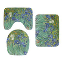Toilet Mat Set 3D Van Gogh Oil Painting Sunflower Starry Night Floor Rugs Bathroom Shower Flannel Non-Slip Carpet Toilet Cushion