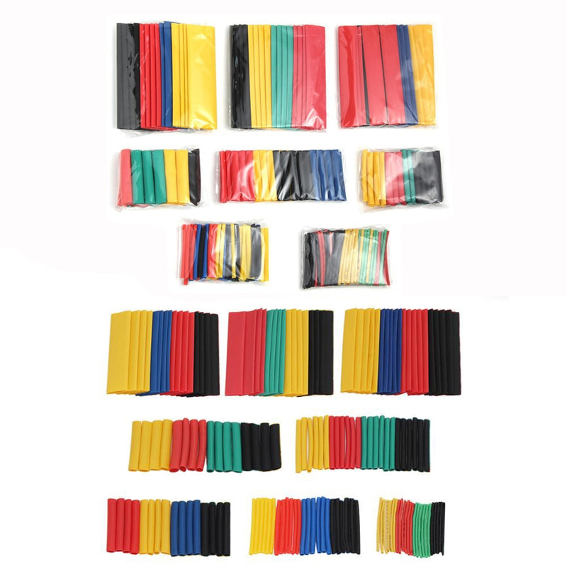 164pcs 328pcs 2:1  Heat Shrink Tube Kit Shrinking Assorted Polyolefin Insulation Sleeving Wire Cable 8 Sizes