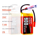 Sunpadow 2S Lipo Battery 900mAh 1350mAh 7.4V 20C 25C Soft Pack with JST XT30 Plug for RC Airplane Quadcopter Helicopter 2packs