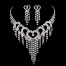 TREAZY Luxury Silver Color Crystal Choker Necklace Earrings Jewelry Set for Women Heart Tassels Bridal Wedding Jewelry Sets