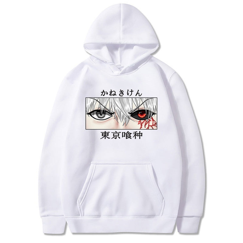 Tokyo Ghoul Kaneki Eyes Horror Printed Hoodies Cozy Tops Pullovers Hooded Sweatshirts